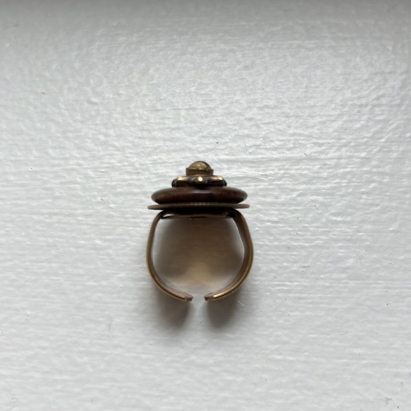 Adjustable Jan Michael’s Brass, tiger eye, moonstone statement ring - Picture 4 of 6